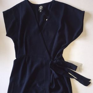 Bobeau Petite Navy wrap mini dress XSP